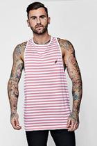 Boohoo Stripe Racer Back Vest With Toucan Embroidery