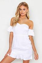 Boohoo Off The Shoulder Frill Hem Mini Dress
