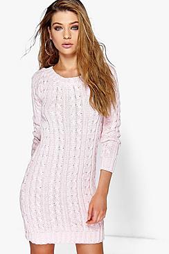 Boohoo Cable Knit Mini Dress