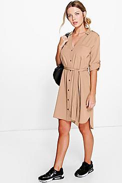 Boohoo Felicity Utility Shirt Dress