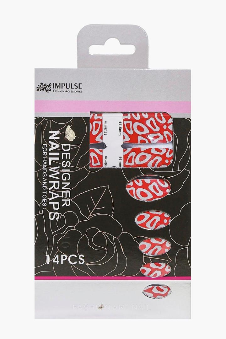 Boohoo Halloween Leopard Print Nail Wraps Red