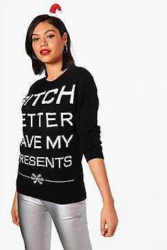 Boohoo Abigail Christmas Slogan Jumper