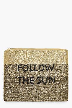Boohoo Eve Follow The Sun Slogan Embellished Clutch