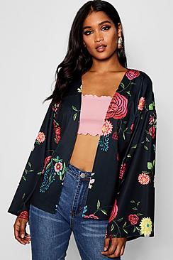 Boohoo Floral Printed Crepe Kimono