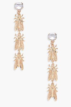 Boohoo Katie Bug Gem Stone Drop Earrings