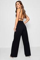 Boohoo Petite Flissy Square Neck Strap Back Jumpsuit