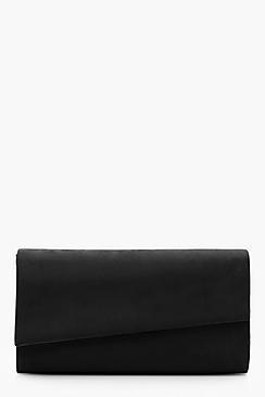 Boohoo Katy Asymetric Suedette Clutch With Chain
