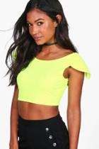 Boohoo Lola Fluro Plunge Back Cropped Top Yellow
