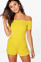 Boohoo Petite Kirstie Off The Shoulder Crepe Playsuit