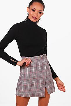Boohoo Eve Button Sleeve Detail Rib Knit Jumper