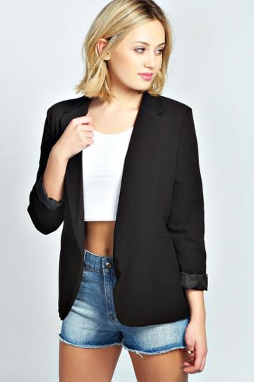 Boohoo Luisa Long Line Boyfriend Blazer - Black
