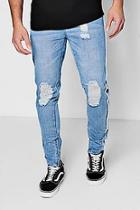 Boohoo Skinny Fit Jeans With Zip Hem And Raw Seam