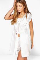 Boohoo Nadia Satin And Lace Cap Sleeve Cover Up