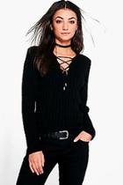 Boohoo Tall Saffira Lace Up Jumper