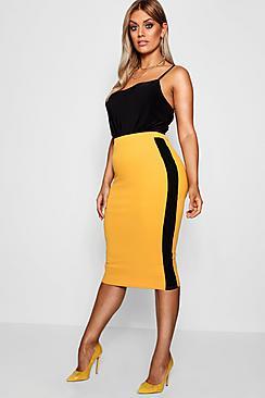 Boohoo Plus Agnes Sports Stripe Midi Skirt