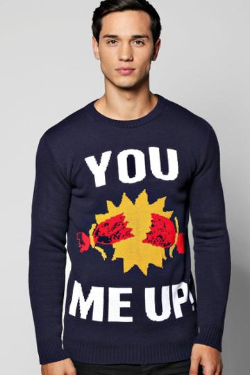 Boohoo You Cracker Me Up! Christmas Jumpers Navy