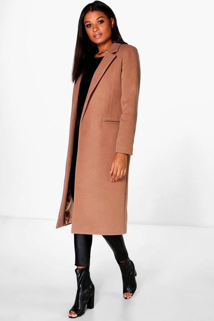 Boohoo Megan Tailored Coat Camel
