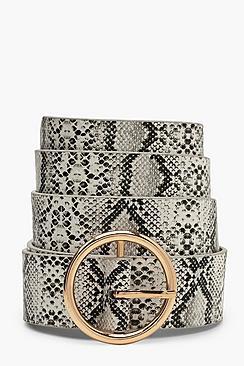 Boohoo Snake Belt With Rose Gold Circle Buckle