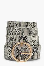 Boohoo Snake Belt With Rose Gold Circle Buckle