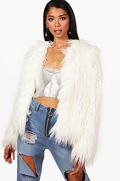 Boohoo Sophia Shaggy Faux Fur Coat