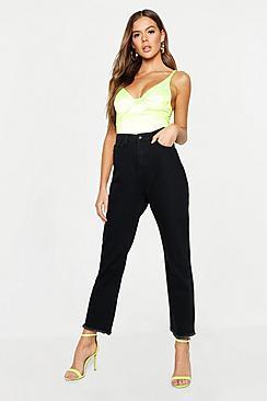 Boohoo Mid Rise Rigid Straight Leg Jeans
