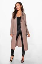 Boohoo Lauren Pocket Longline Duster Mocha