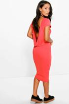 Boohoo Candice Drop Back Midi Dress Poppy