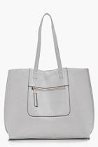 Boohoo Ria Zip Pocket Structured Shopper Bag