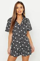 Boohoo Petite Polka Dot Shirt & Short Pj Set