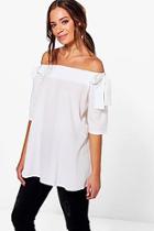 Boohoo Ruby Tie Sleeve Bardot Tunic
