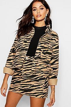 Boohoo Tiger Print Cropped Utility Jacket