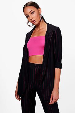 Boohoo Tall Charlotte Pinstripe Boyfriend Blazer
