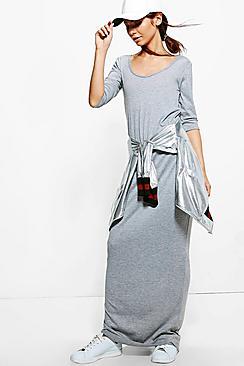Boohoo Shelly 3/4 Sleeve Scoop Neck Maxi Dress