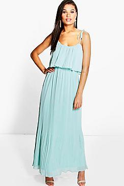 Boohoo Sandra Pleated Double Layer Strappy Maxi Dress