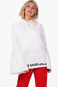 Boohoo Erin Flare Sleeve Oversized Hoody
