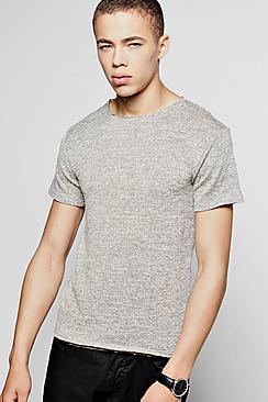Boohoo Raw Edge Short Sleeve Knitted T-shirt