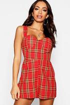 Boohoo Tartan Check Moulded Cup Sweetheart Romper
