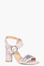 Boohoo Megan Front Glitter Band 2 Part Block Heel Mink