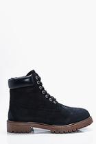Boohoo Black Real Leather Worker Boots