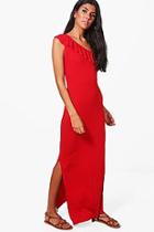 Boohoo Molly One Shoulder Frill Maxi Dress