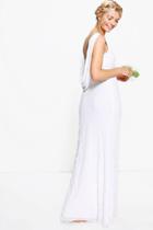 Boohoo Boutique Anya Cowl Back Sequin Maxi Dress White