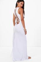 Boohoo Lucie Strappy Back Maxi Dress White