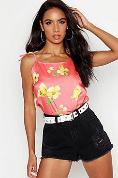 Boohoo Woven Floral Print Square Neck Cami