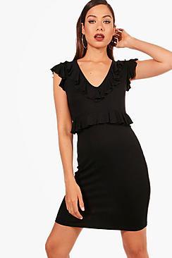 Boohoo Mila Ruffle Detail Shift Dress