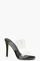 Boohoo Lucy Stud Trim Clear Strap Mules