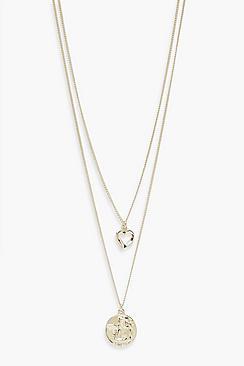 Boohoo Heart And Coin Triple Layer Necklace