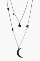 Boohoo Layered Moon And Star Necklace