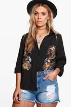 Boohoo Plus Louise Embroidered Shirt Black