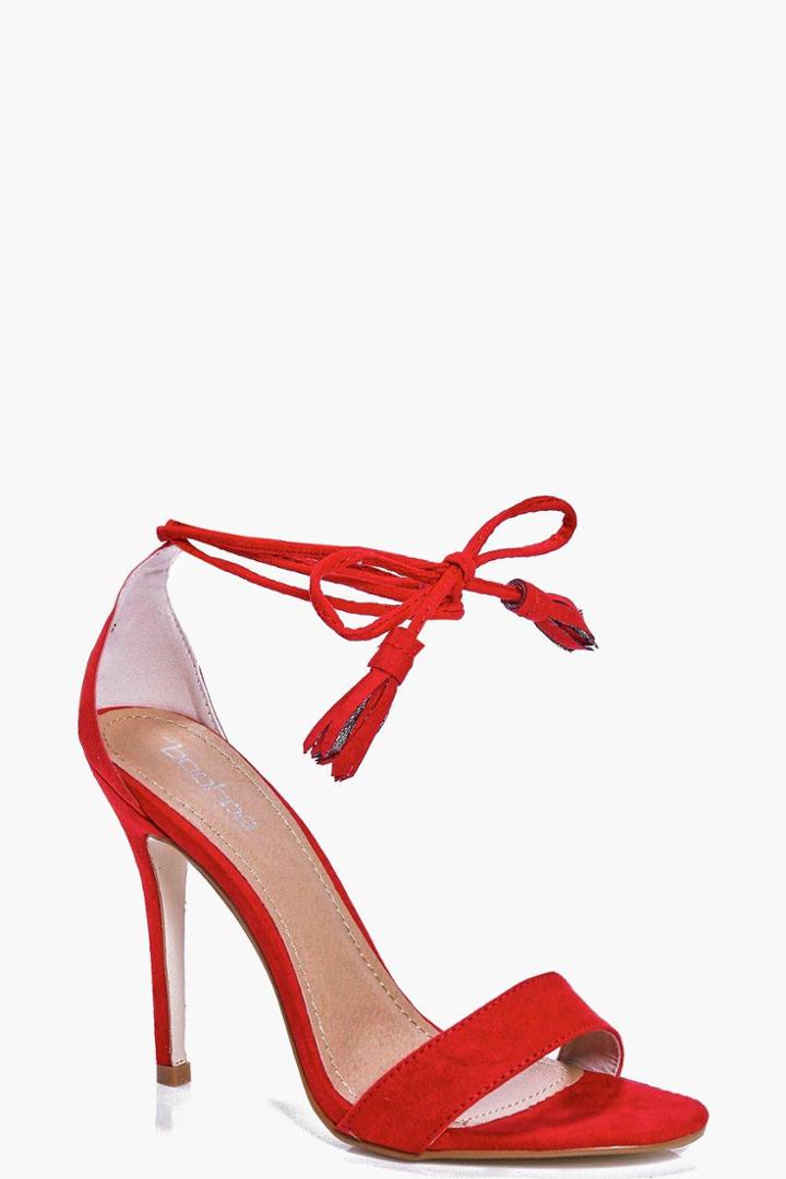 Boohoo Mira Two Part Wrap Strap Stiletto Red