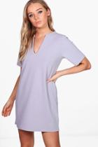 Boohoo Becky Formal Boxy Clean Cut Shift Dress Ice